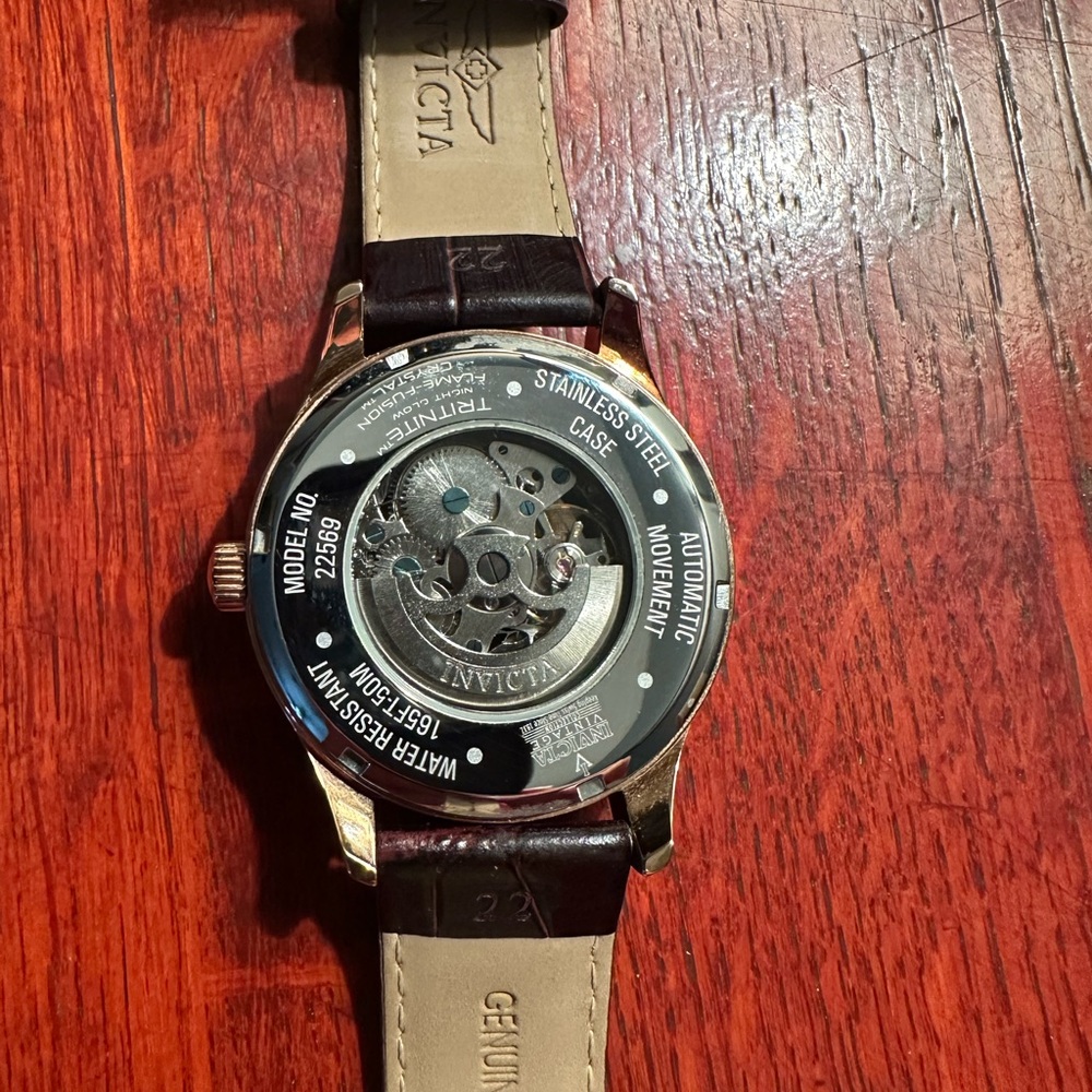Invicta Silver Dial Watch with Brown Leather Strap - Picture 5 of 5